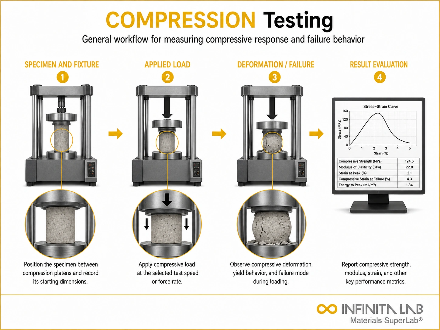 Infinita Engineering Visual showing Compression Testing compression / crush workflow for compression testing.