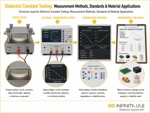 Infinita Engineering Visual showing Dielectric Constant Testing dielectric / insulation / electrical workflow for dielectric constant testing: measurement methods, standards & material applications.