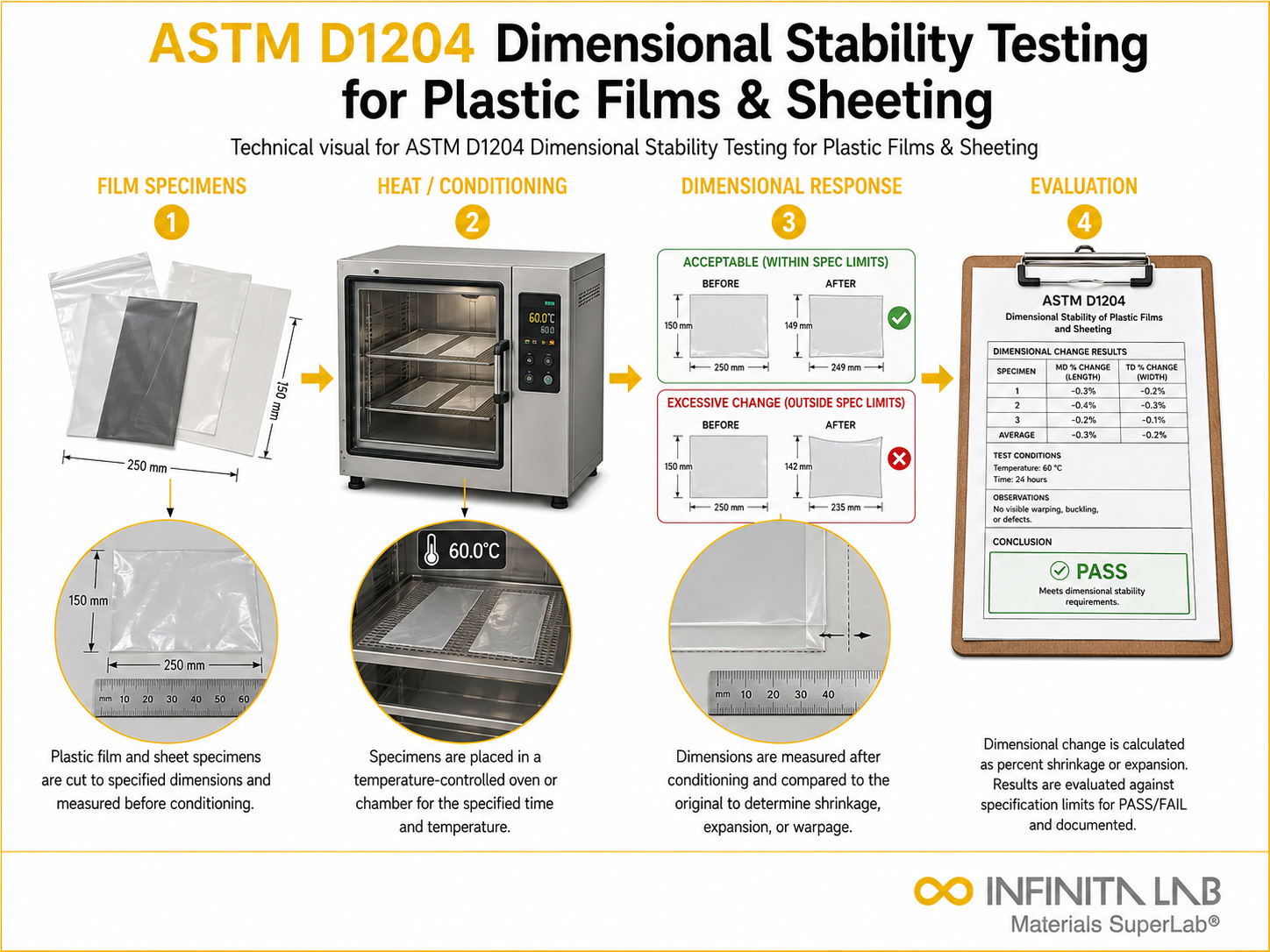 ASTM D1204 Dimensional Stability Testing for Plastic Films & Sheeting