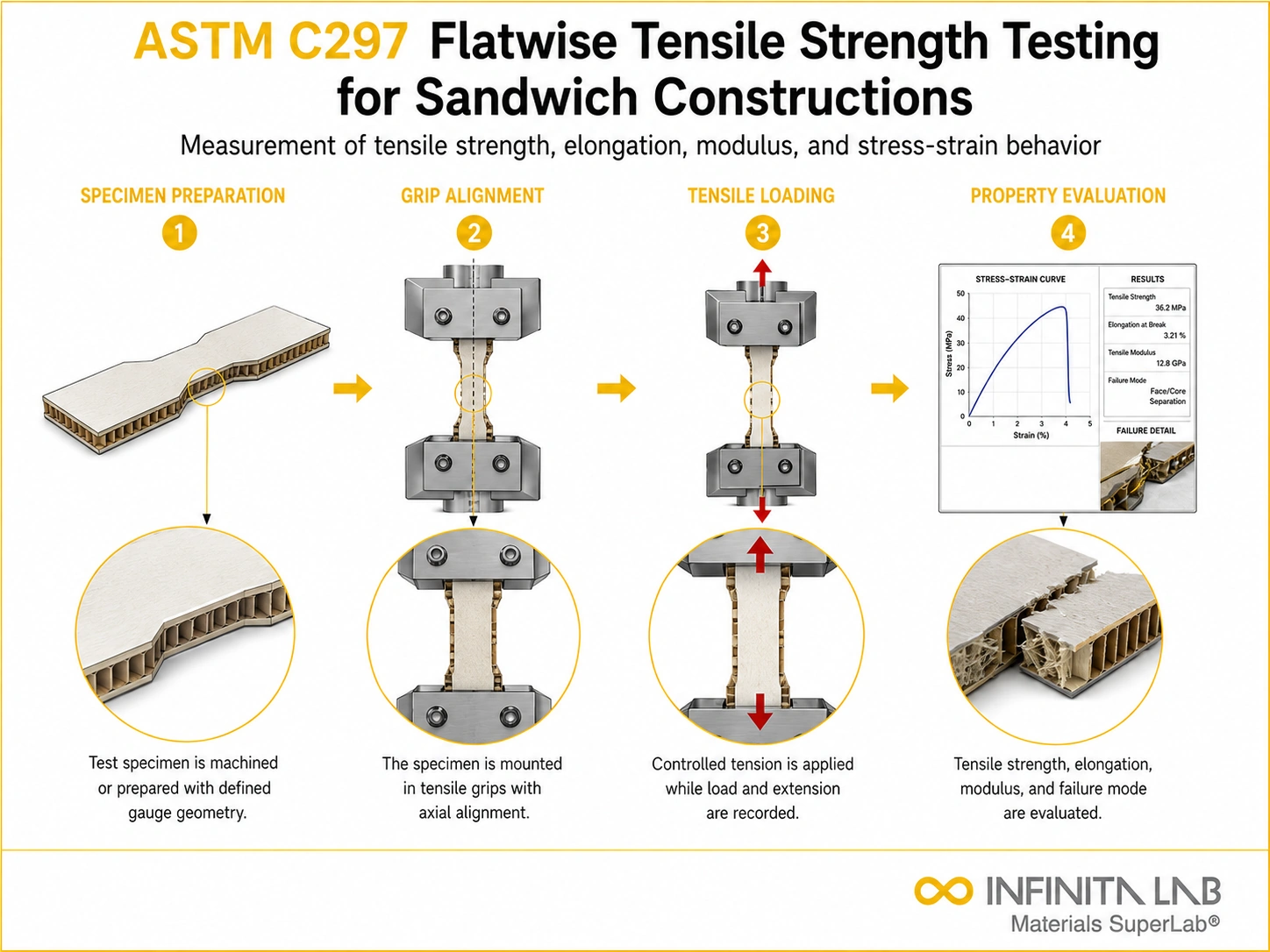 ASTM C297 Flatwise Tensile Strength Testing for Sandwich Constructions