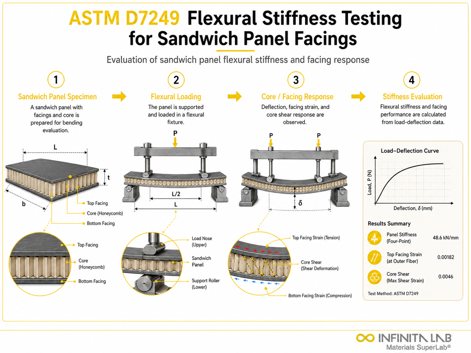 ASTM D7249 Flexural Stiffness Testing for Sandwich Panel Facings