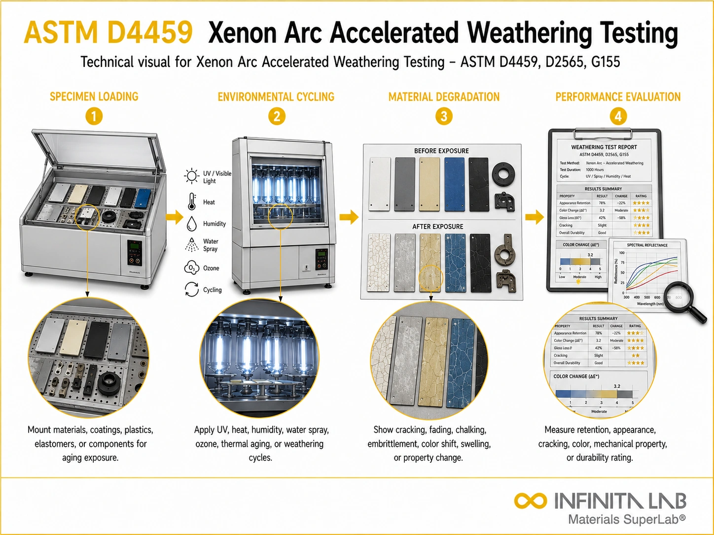 Xenon Arc Accelerated Weathering Testing – ASTM D4459, D2565, G155