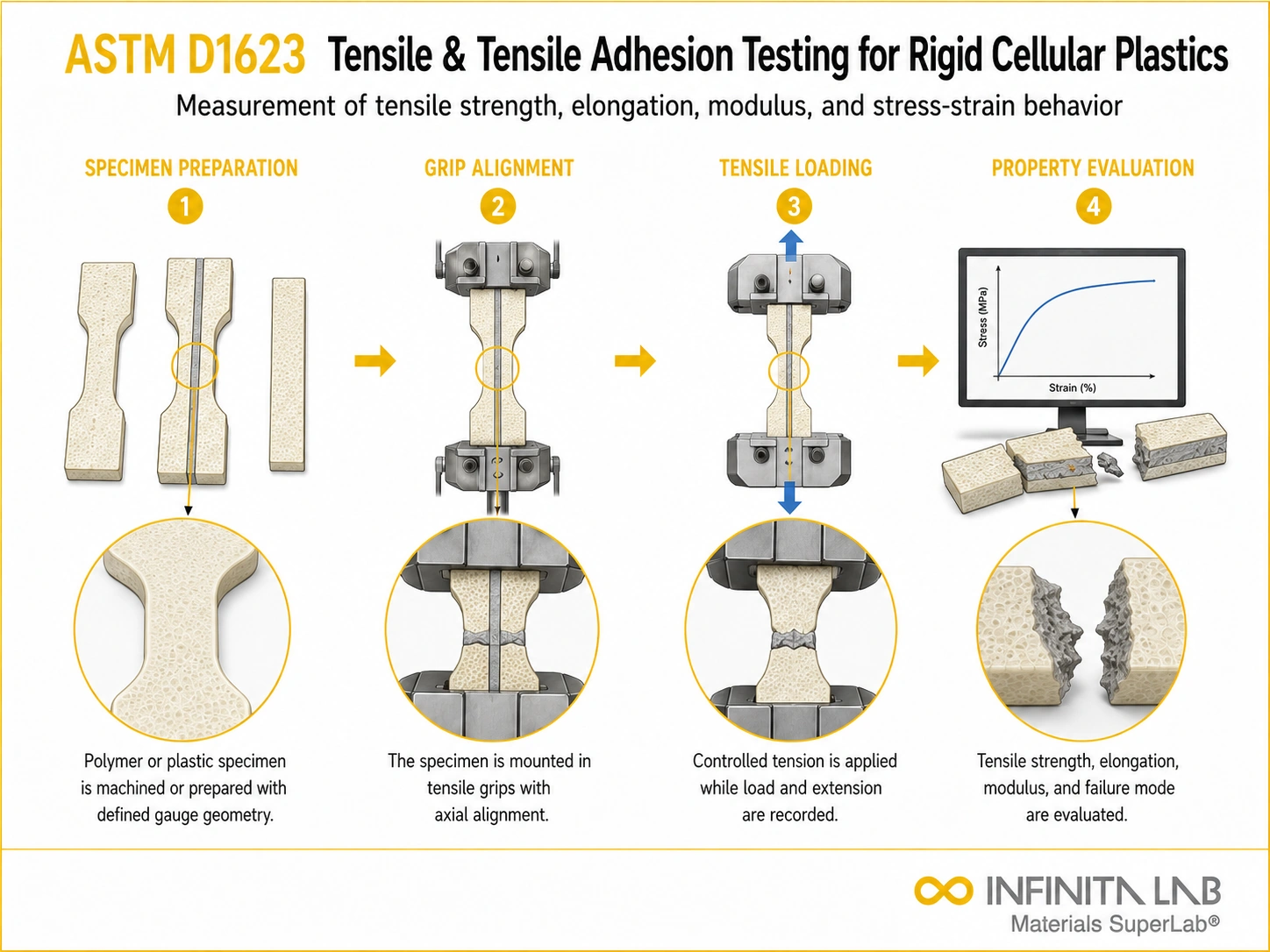 ASTM D1623 Tensile & Tensile Adhesion Testing for Rigid Cellular Plastics