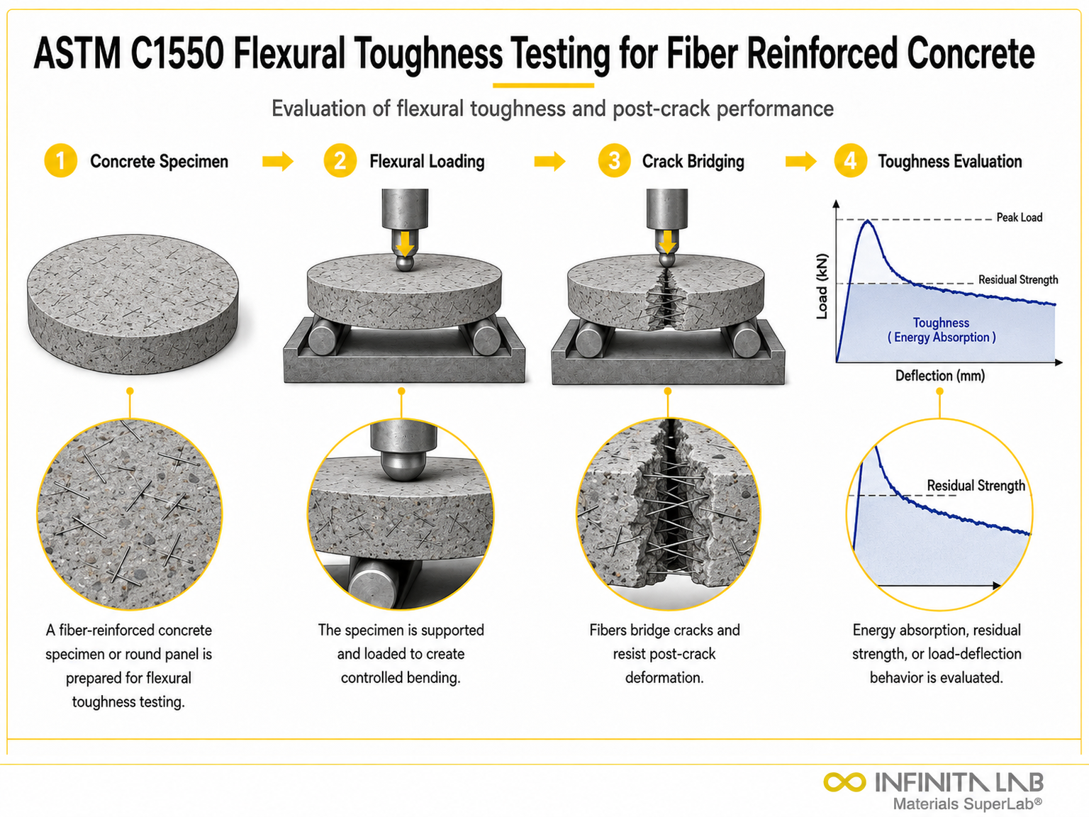 ASTM C1550 Flexural Toughness Testing for Fiber Reinforced Concrete
