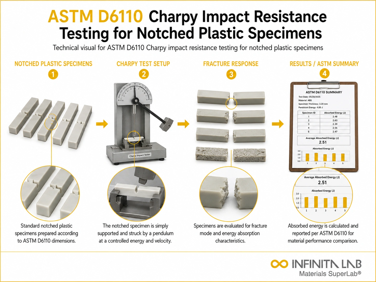 ASTM D6110 Charpy Impact Resistance Testing for Notched Plastic Specimens
