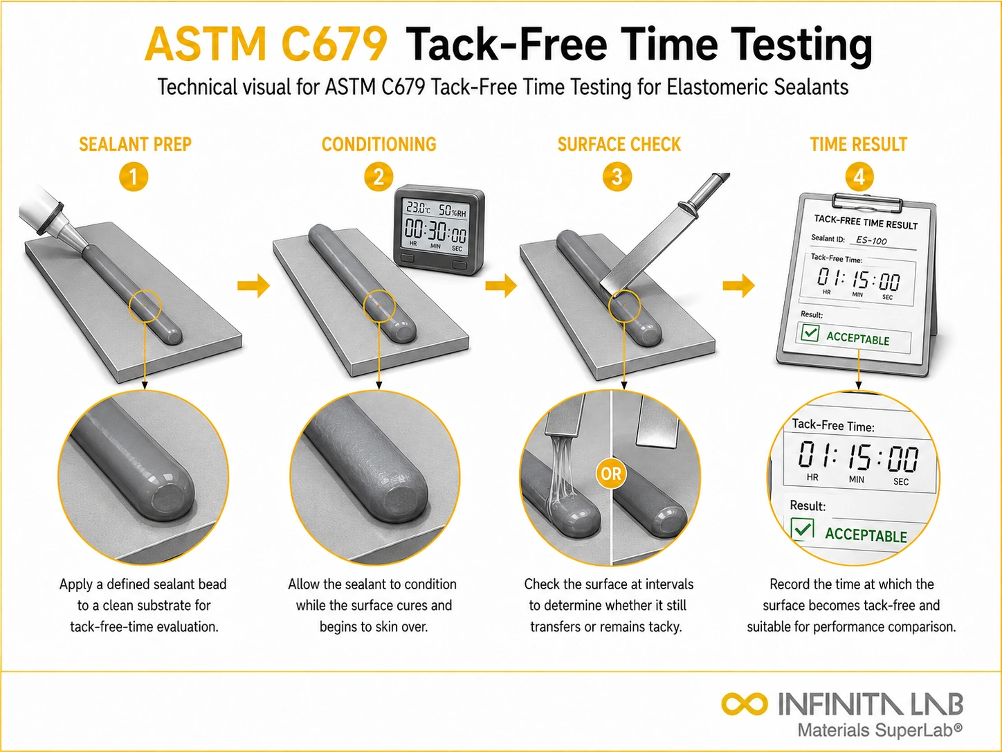 ASTM C679: Elastomeric Sealant Tack Free Time Testing Services