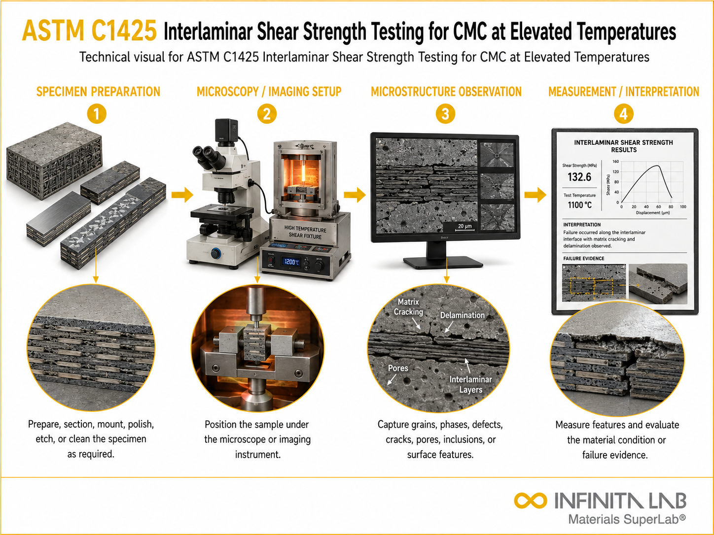 ASTM C1425 Interlaminar Shear Strength Testing for CMC at Elevated Temperatures