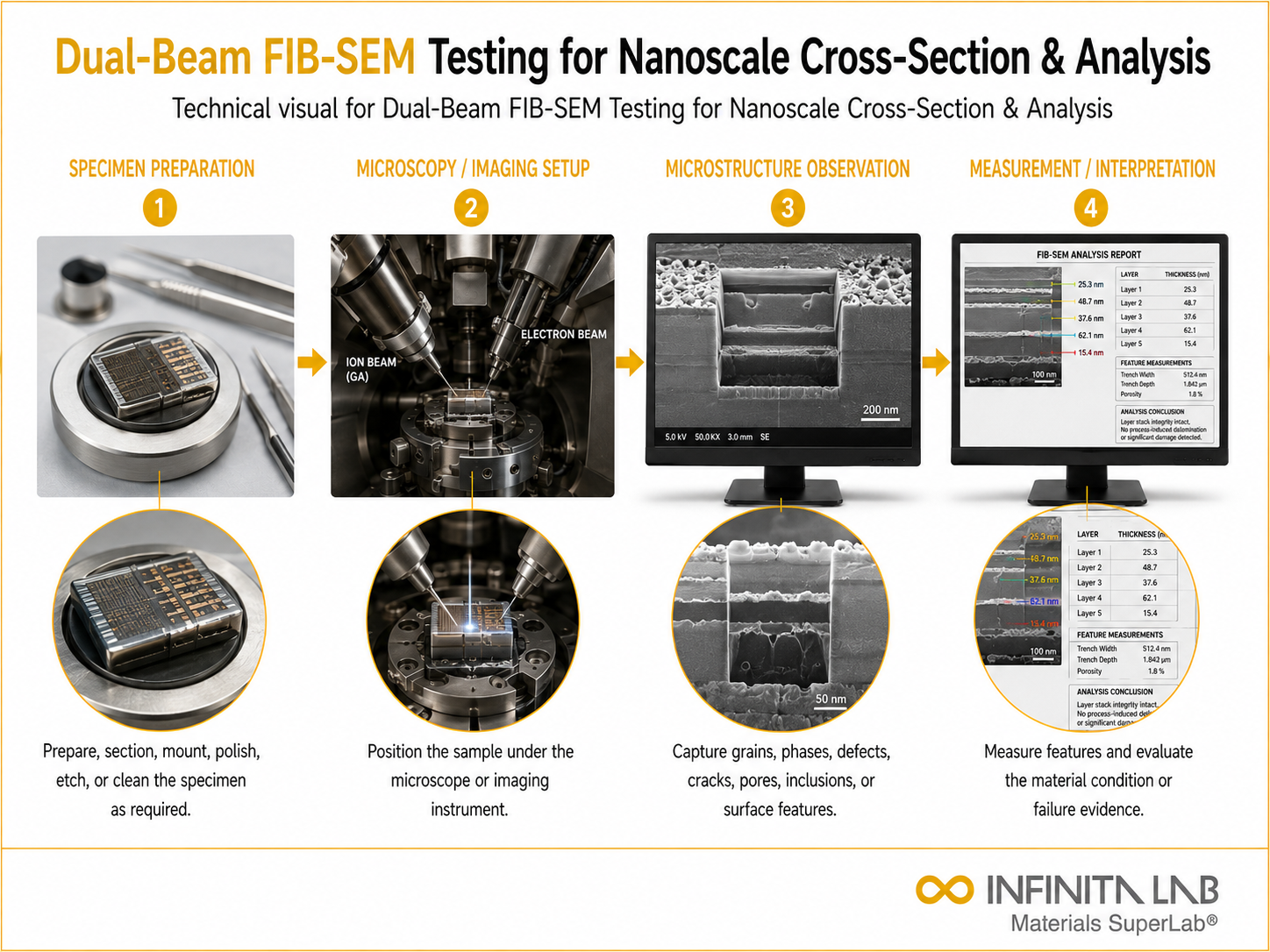 Dual-Beam FIB-SEM Testing for Nanoscale Cross-Section & Analysis
