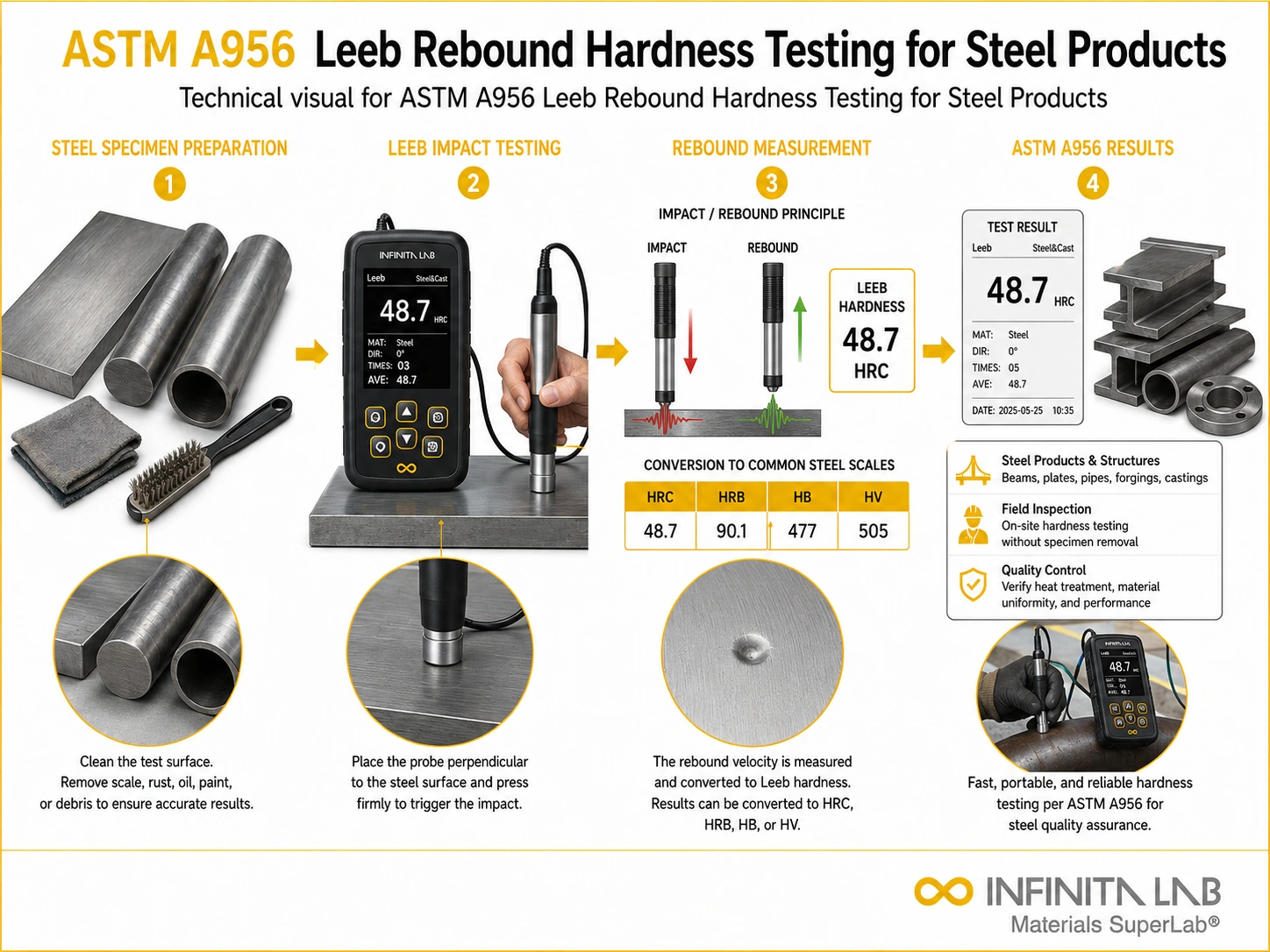 ASTM A956 Leeb Rebound Hardness Testing for Steel Products