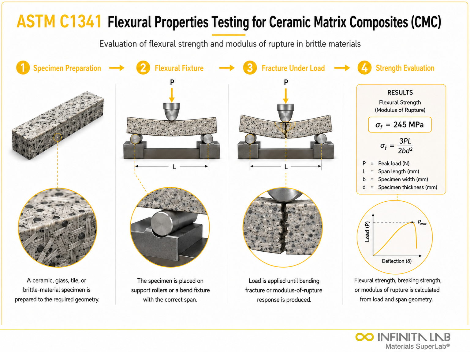 ASTM C1341 Flexural Properties Testing for Ceramic Matrix Composites (CMC)