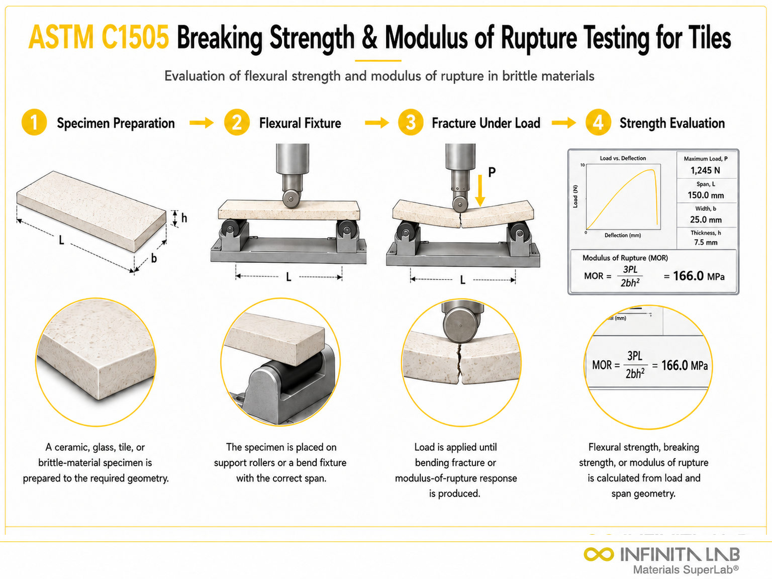 ASTM C1505 Breaking Strength & Modulus of Rupture Testing for Tiles