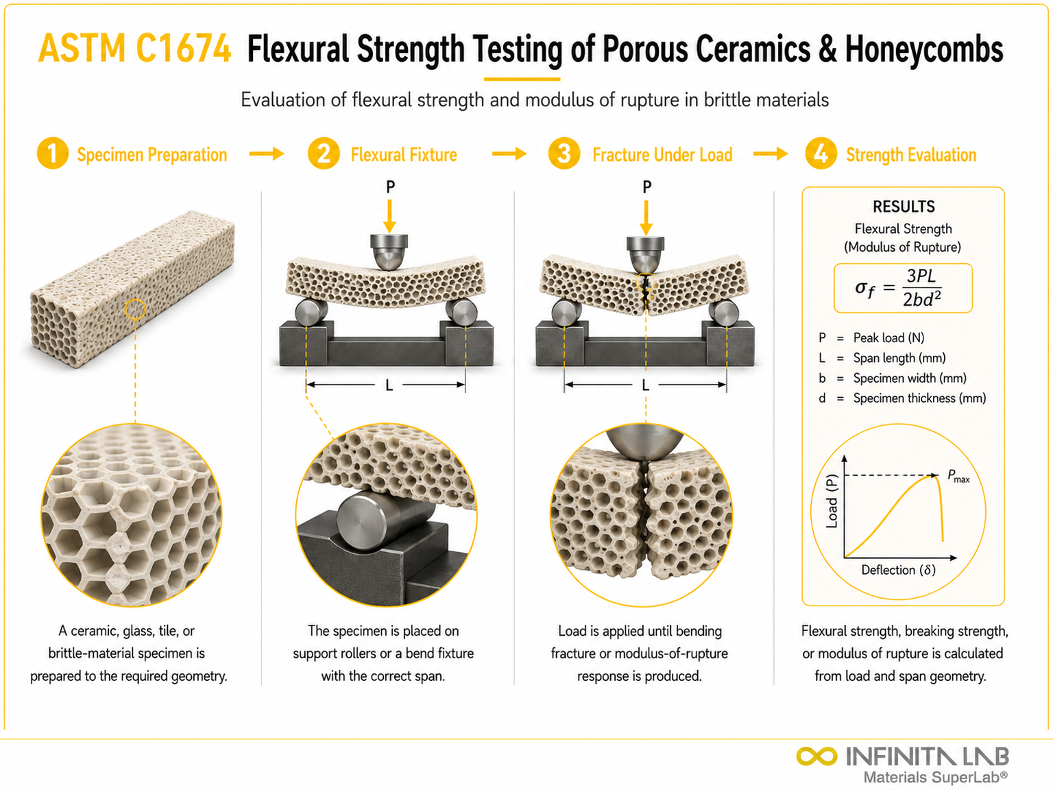 ASTM C1674 Flexural Strength Testing of Porous Ceramics & Honeycombs
