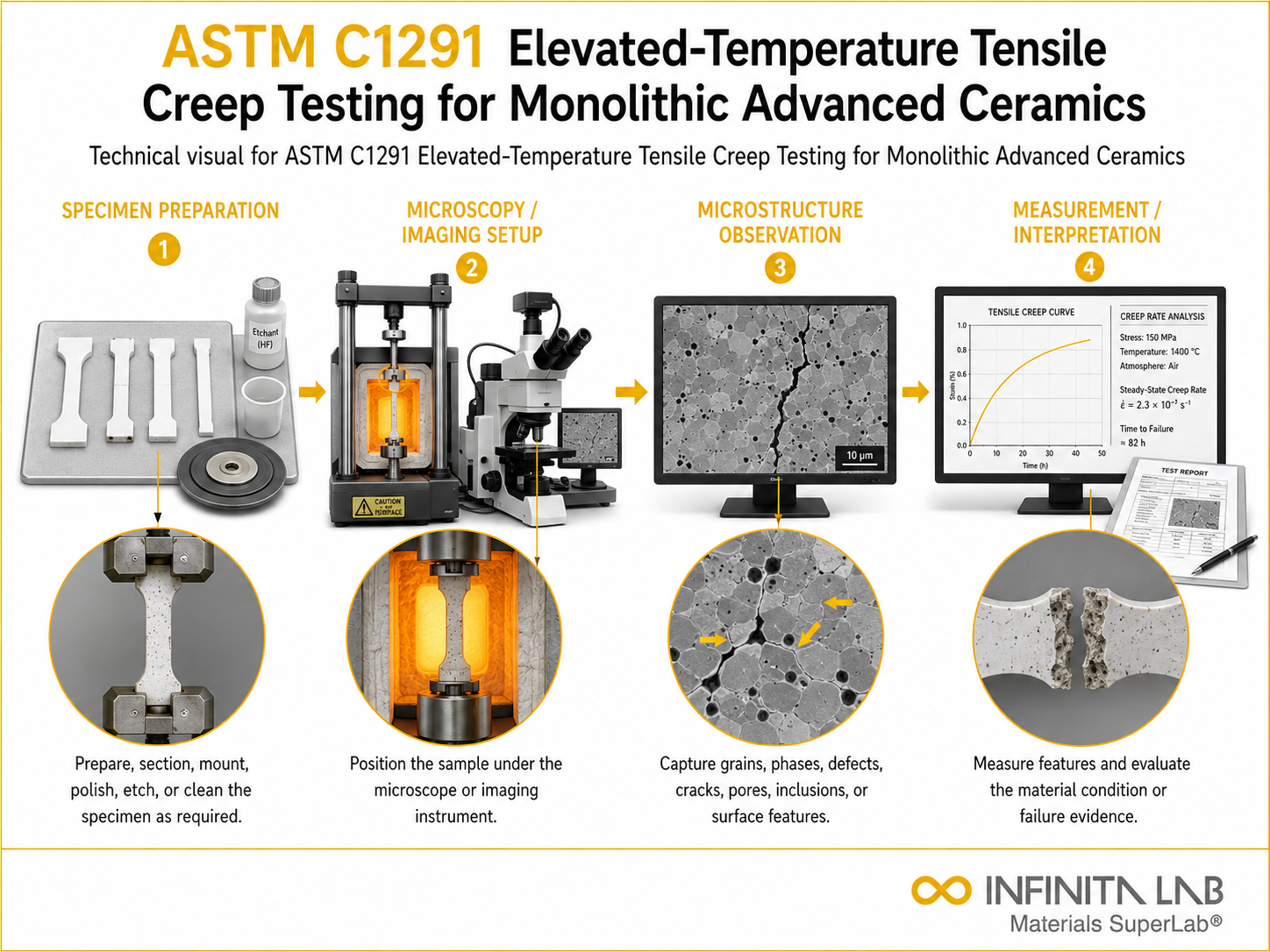 ASTM C1291 Elevated-Temperature Tensile Creep Testing for Monolithic Advanced Ceramics