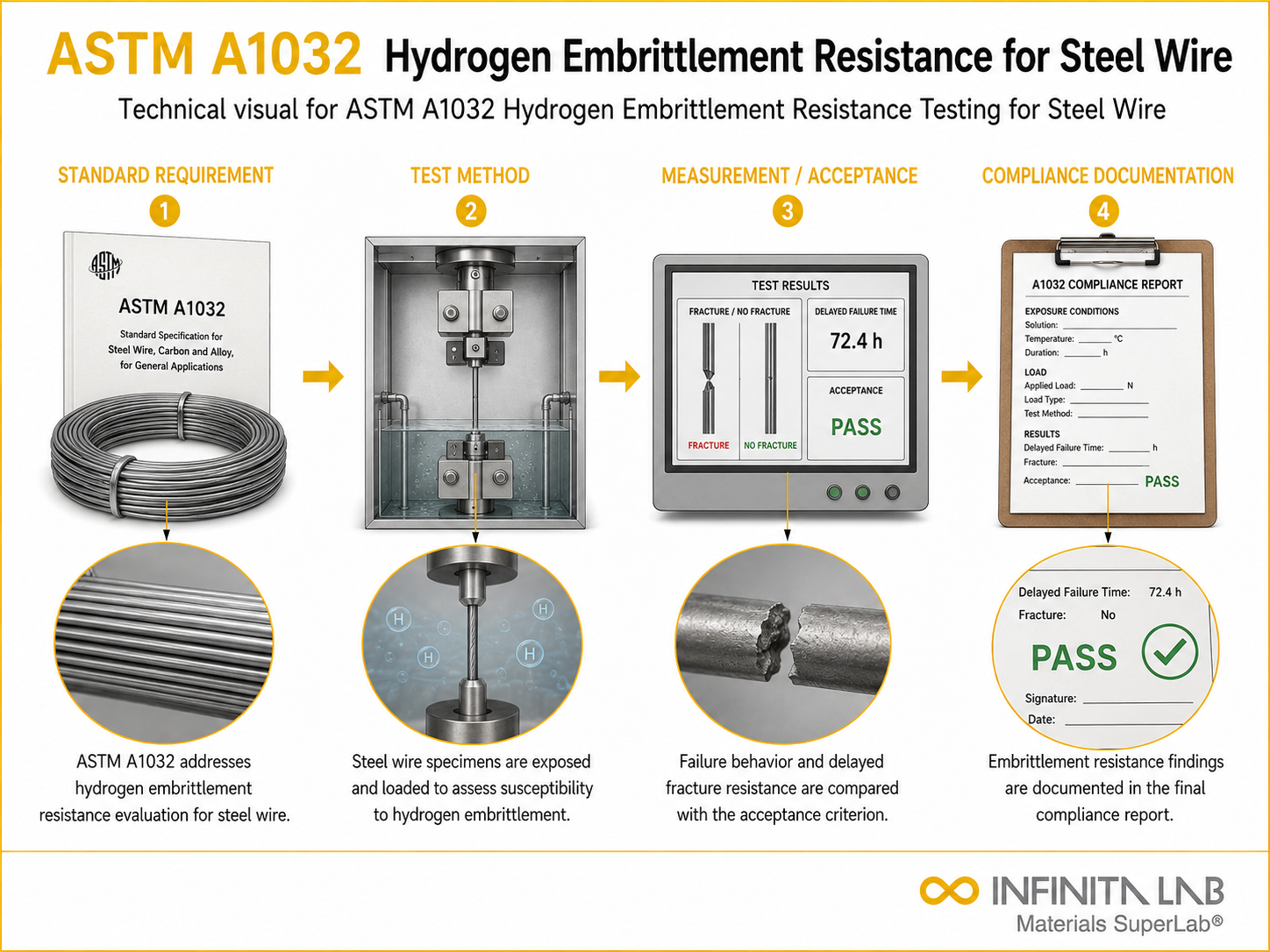 ASTM A1032 Hydrogen Embrittlement Resistance Testing for Steel Wire