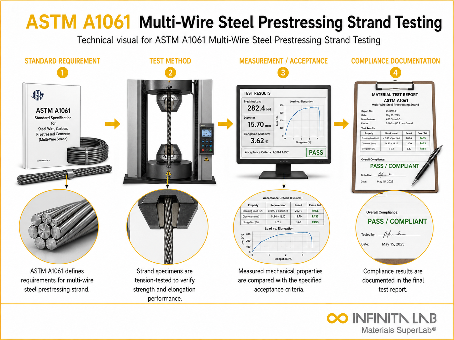 ASTM A1061: Multi Wire Prestressing Strand Testing Services