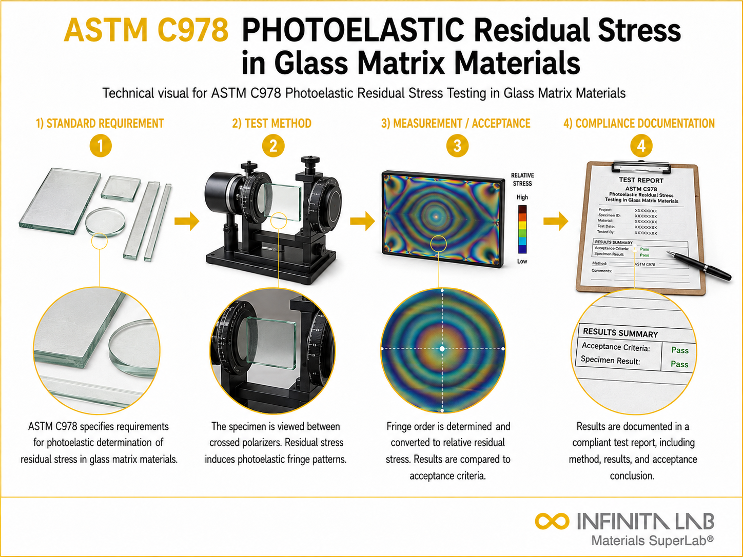ASTM C978 Photoelastic Residual Stress Testing in Glass Matrix Materials