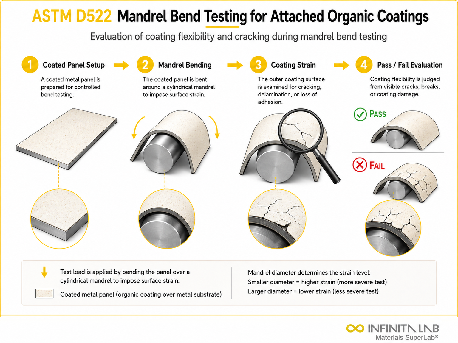 ASTM D522 Mandrel Bend Test of Attached Organic Coatings