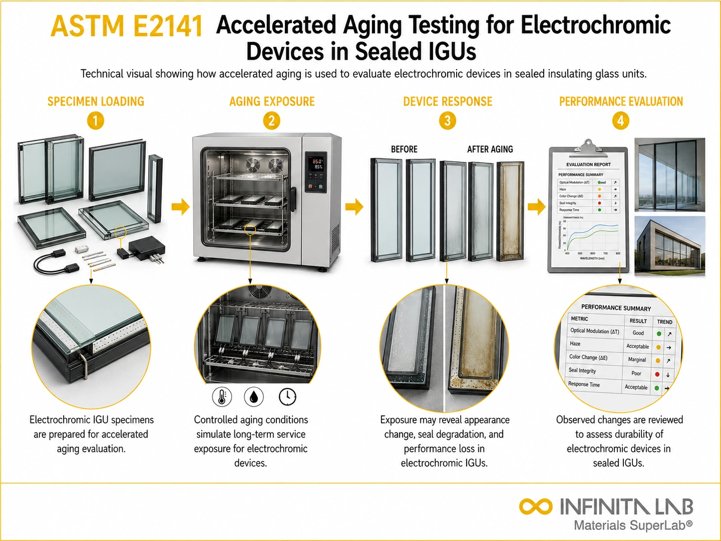 ASTM E2141 Accelerated Aging Testing for Electrochromic Devices in Sealed IGUs