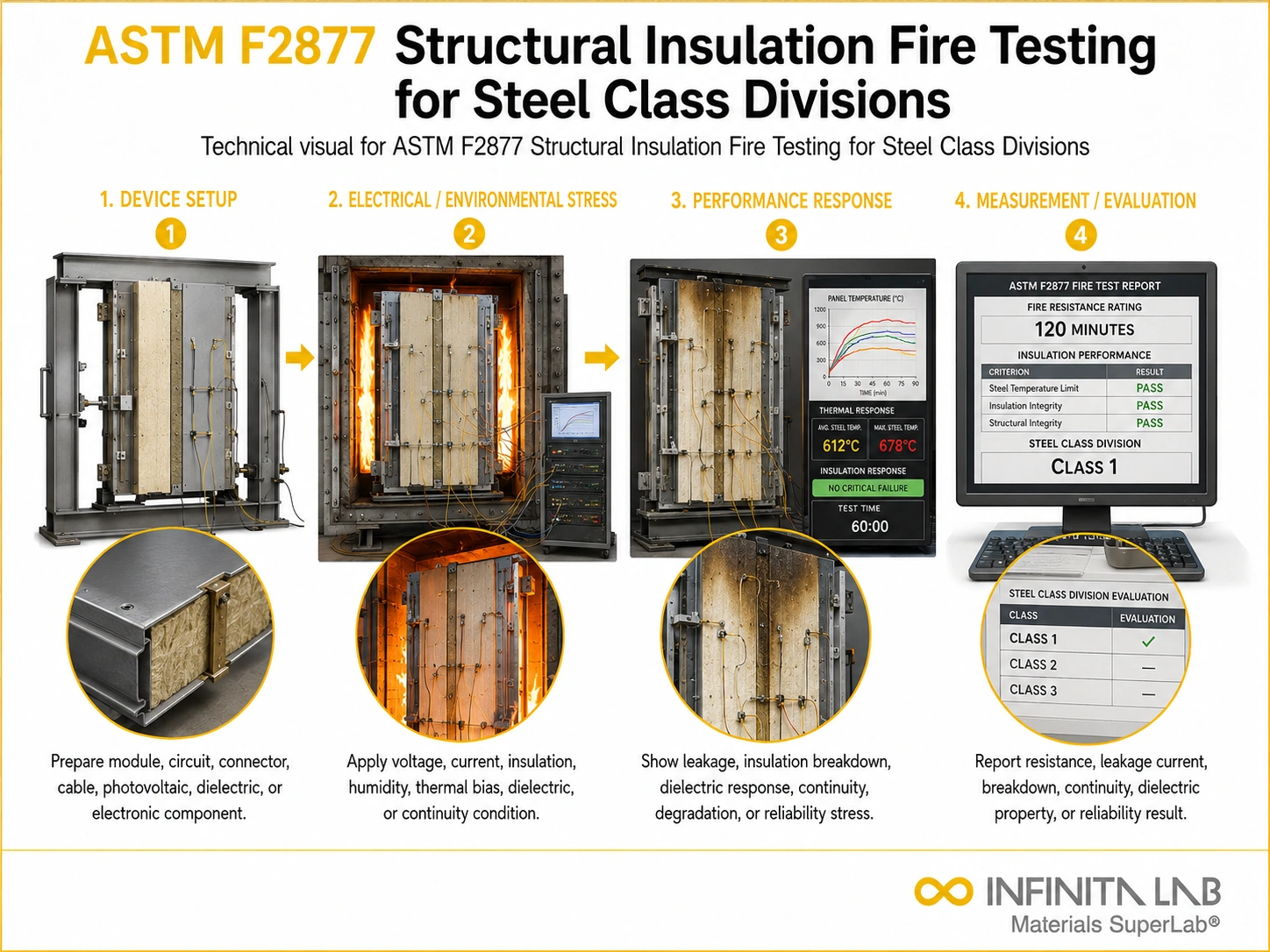 ASTM F2877 Structural Insulation Fire Testing for Steel Class Divisions
