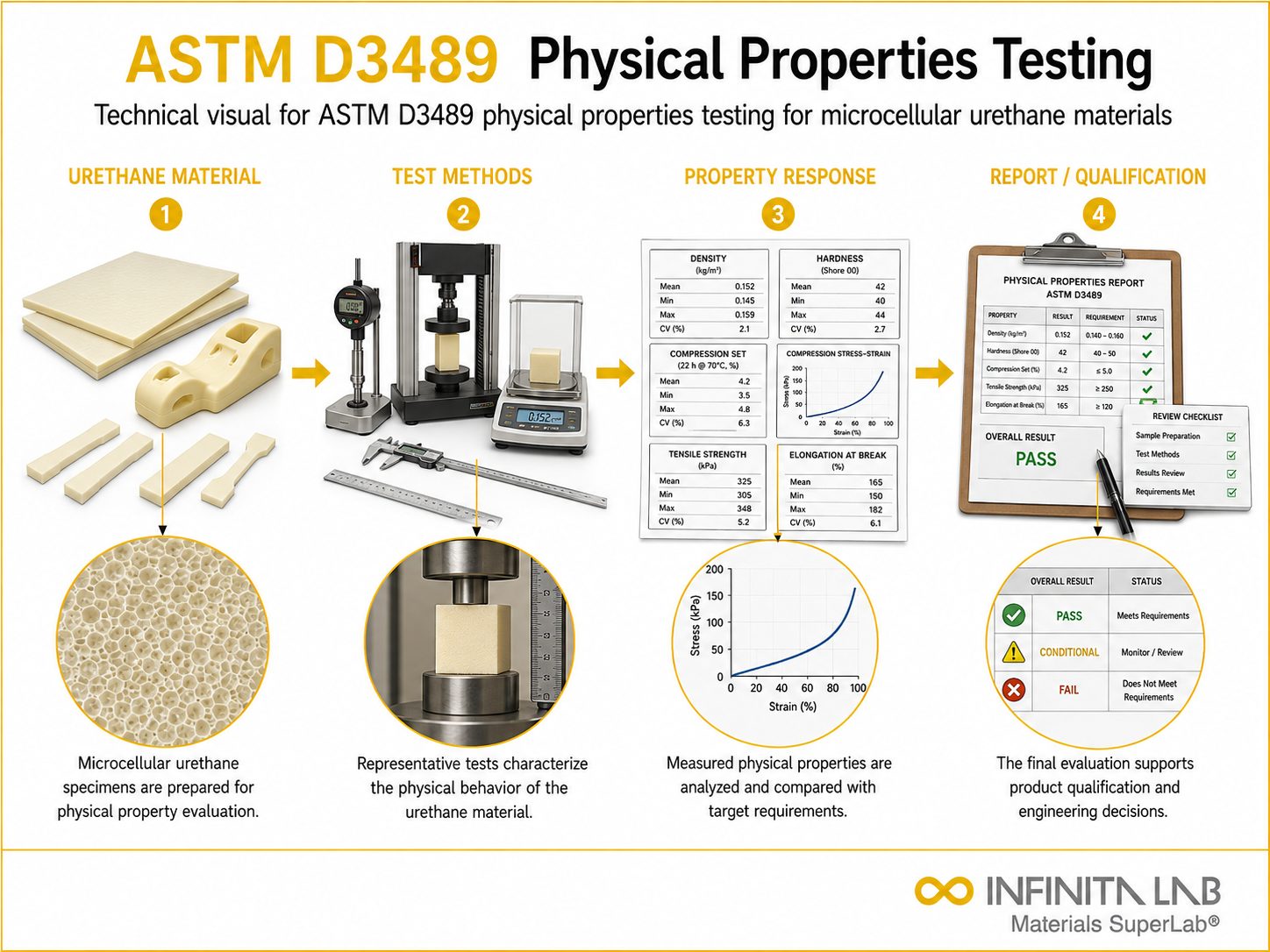 ASTM D3489 Physical Properties Testing for Microcellular Urethane Materials