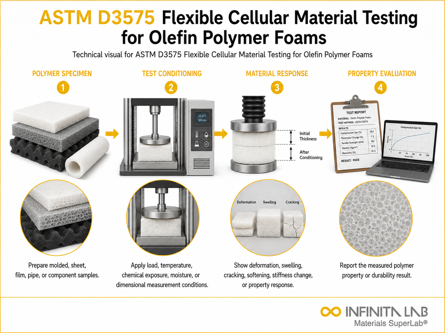 ASTM D3575 Flexible Cellular Material Testing for Olefin Polymer Foams
