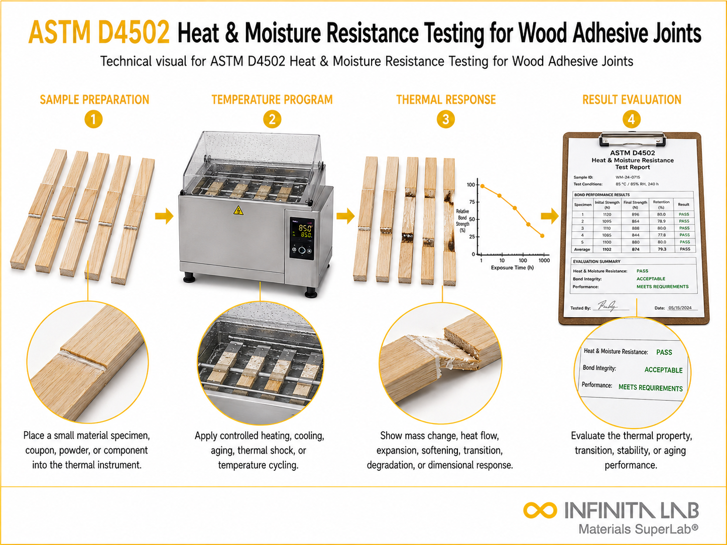 ASTM D4502: Wood Adhesive Joint Heat Moisture Resistance Testing Services