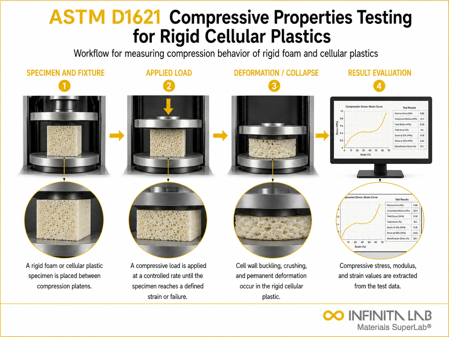 ASTM D1621 Compressive Properties Testing for Rigid Cellular Plastics