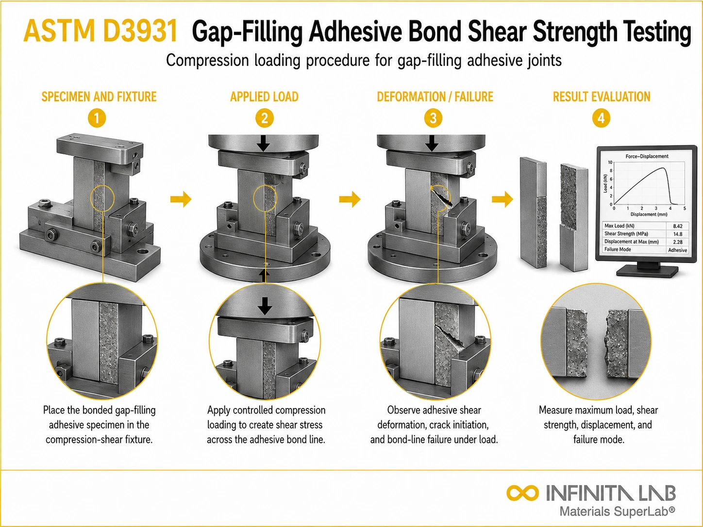 ASTM D3931 Gap-Filling Adhesive Bond Shear Strength Testing by Compression Loading