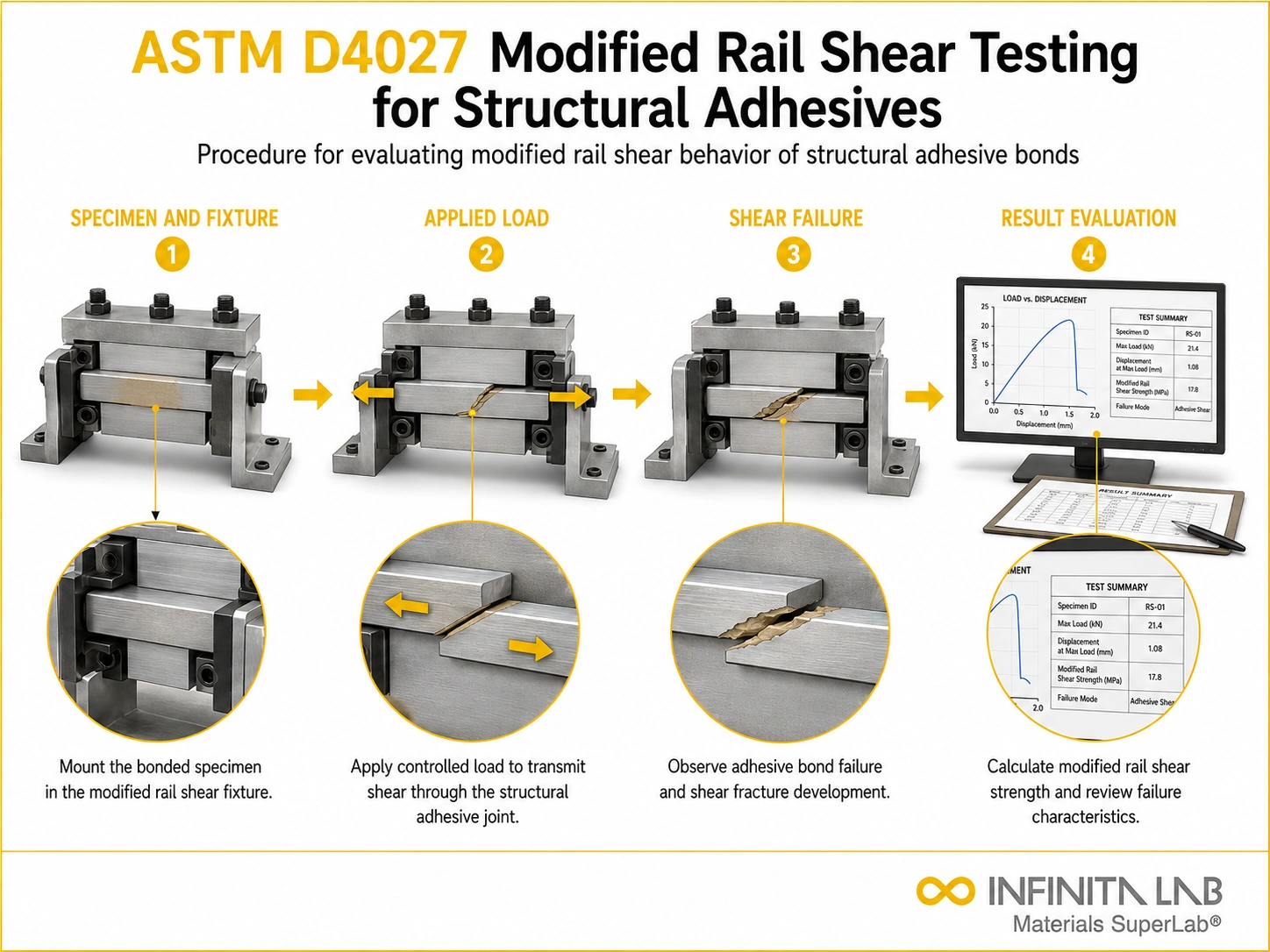 ASTM D4027 Modified Rail Shear Testing for Structural Adhesives