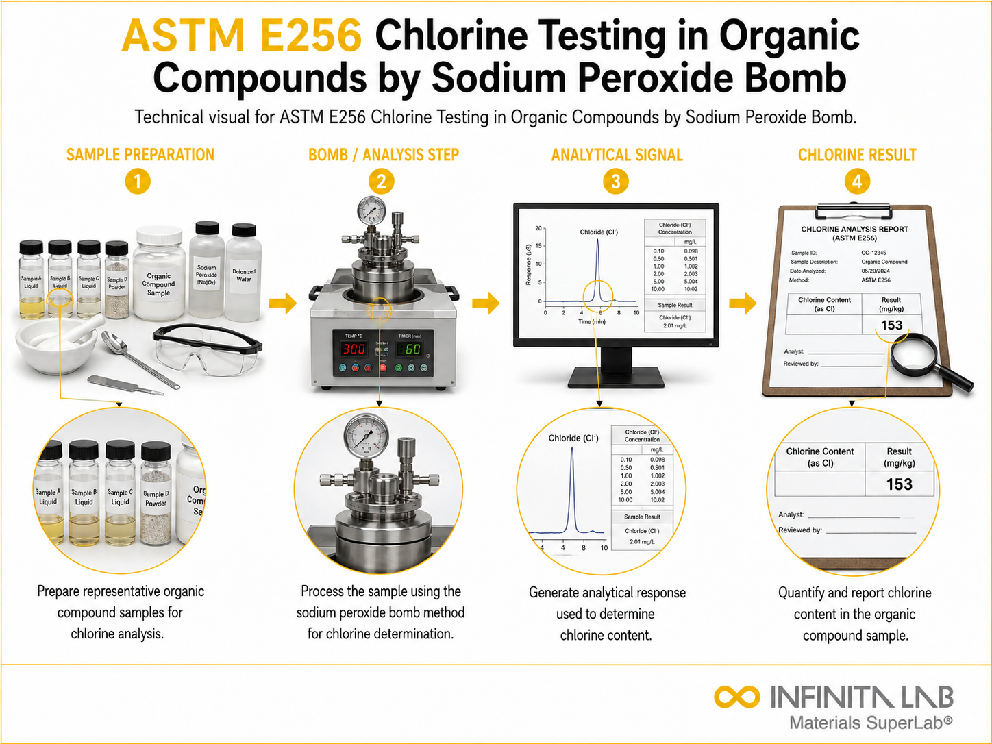 ASTM E256 Chlorine Testing in Organic Compounds by Sodium Peroxide Bomb