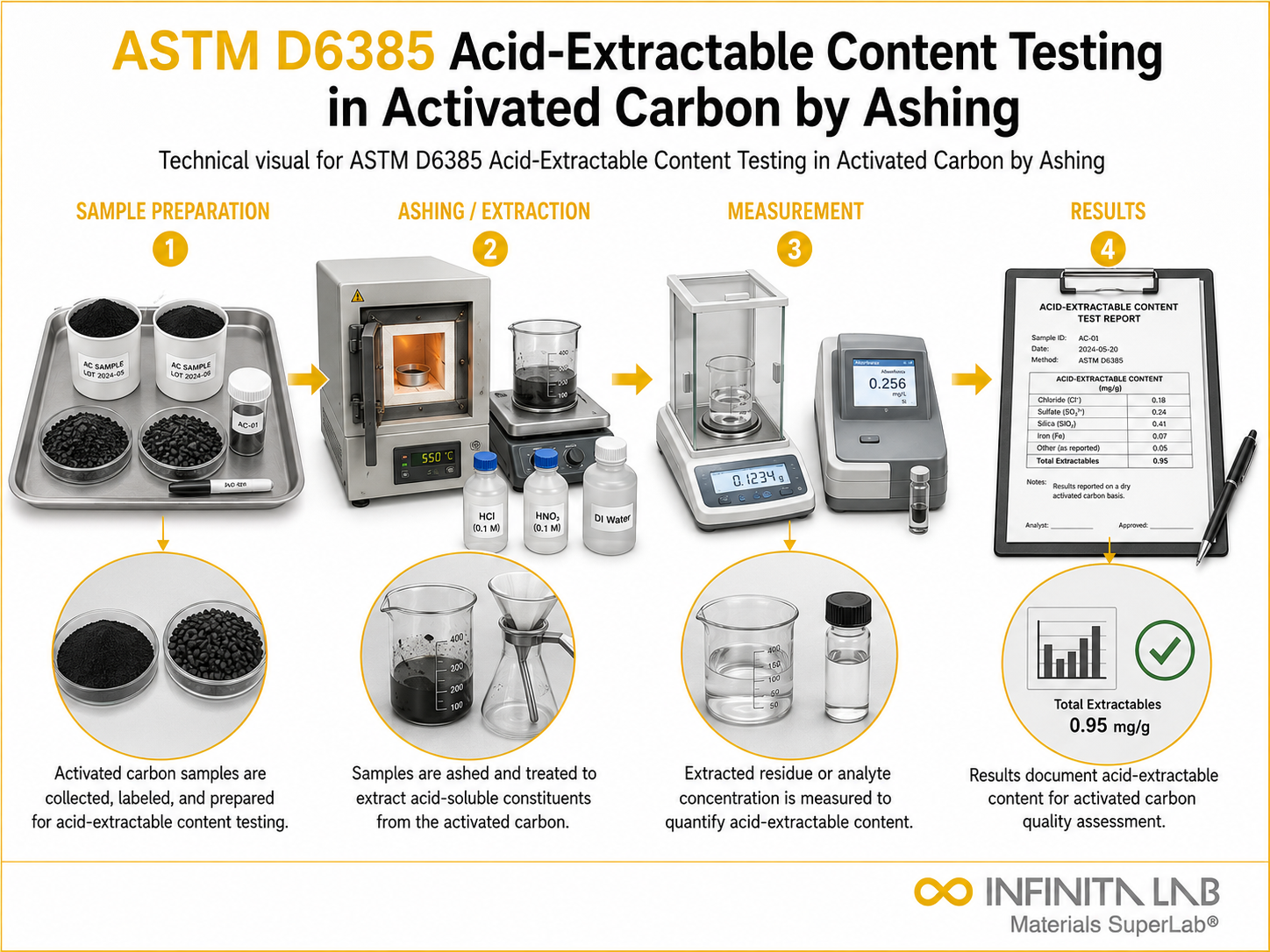 ASTM D6385 Acid-Extractable Content Testing in Activated Carbon by Ashing