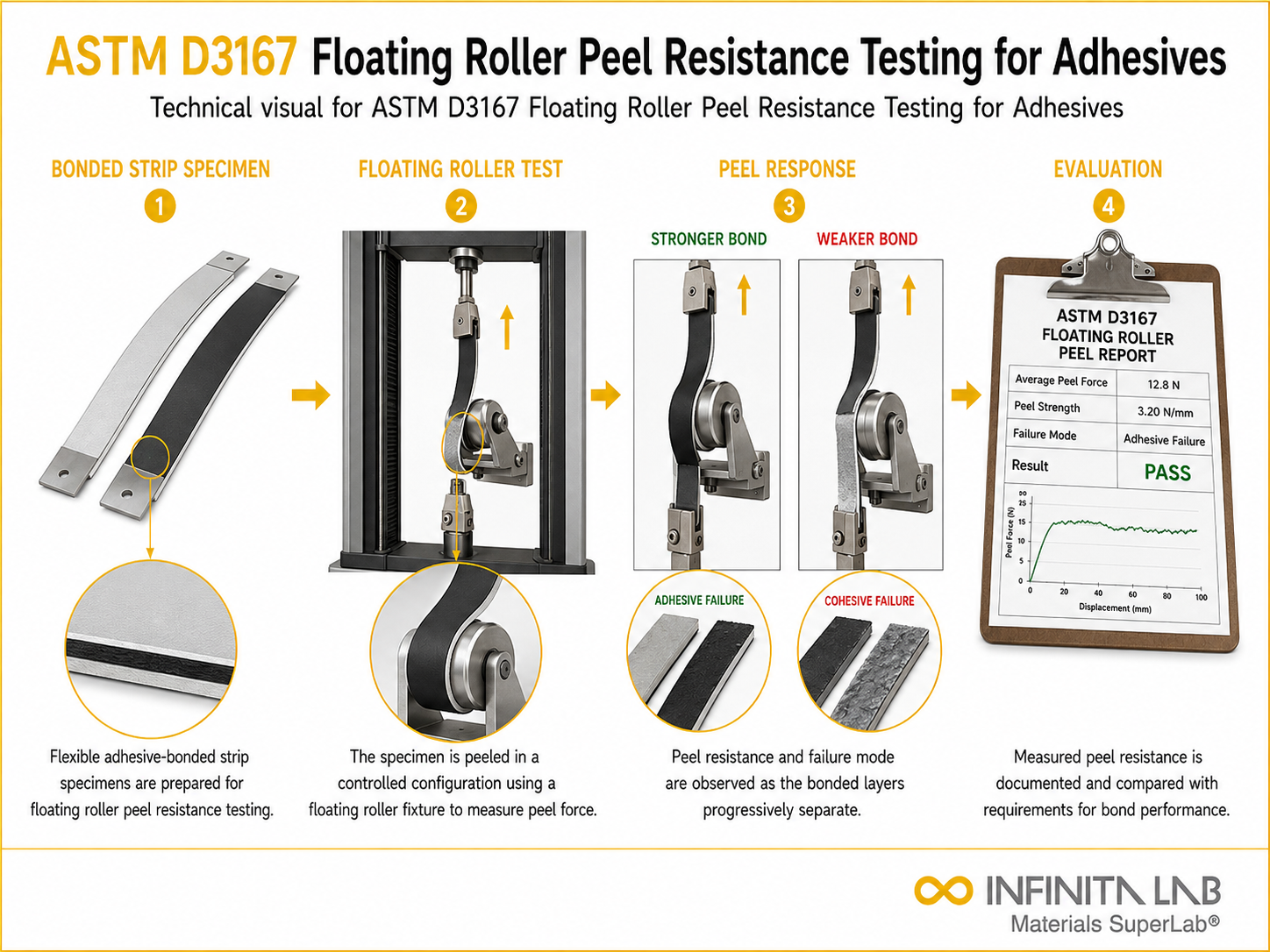 ASTM D3167 Floating Roller Peel Resistance Testing for Adhesives