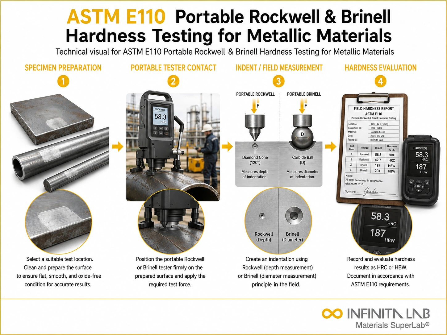 ASTM E110 Portable Rockwell & Brinell Hardness Testing for Metallic Materials