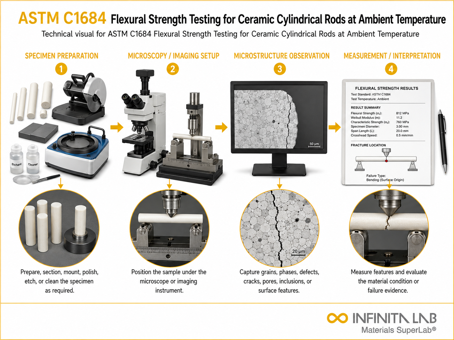 ASTM C1684 Flexural Strength Testing for Ceramic Cylindrical Rods at Ambient Temperature