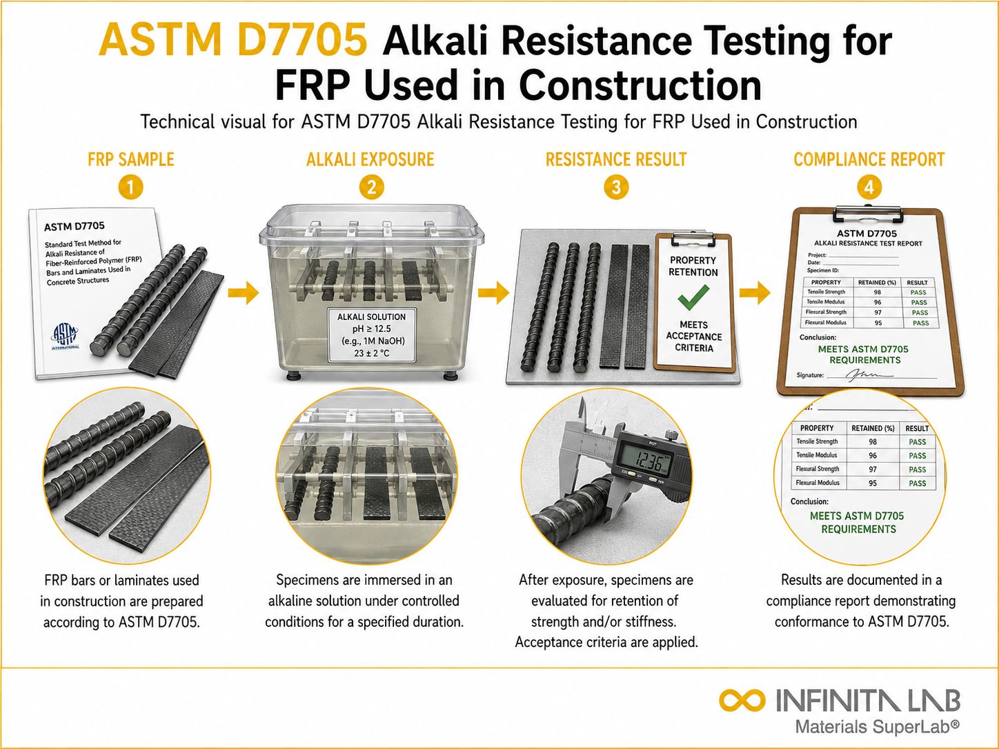 ASTM D7705 Alkali Resistance Testing for FRP Used in Construction