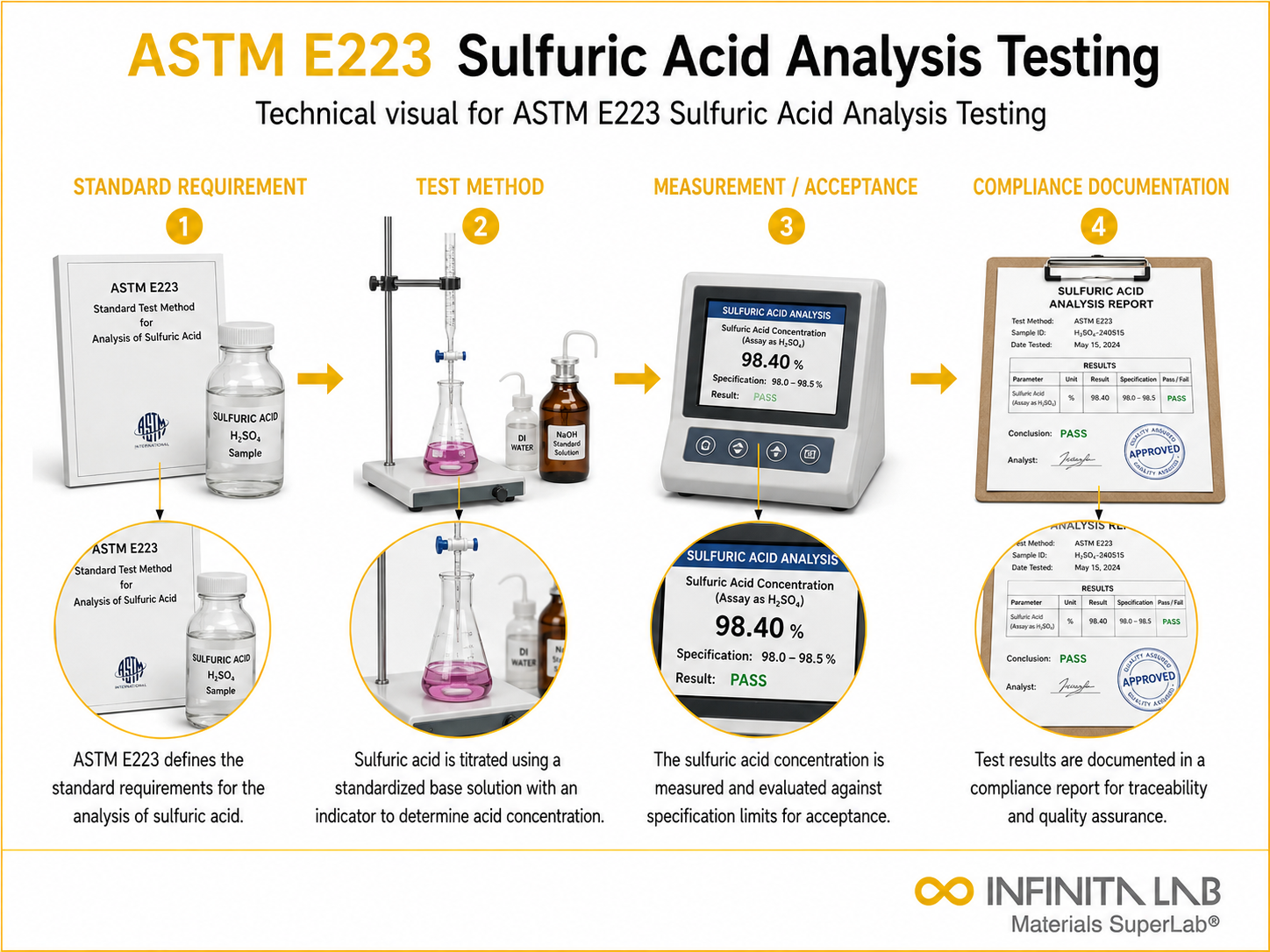 ASTM E223 Sulfuric Acid Analysis Testing | H2SO4 Concentration