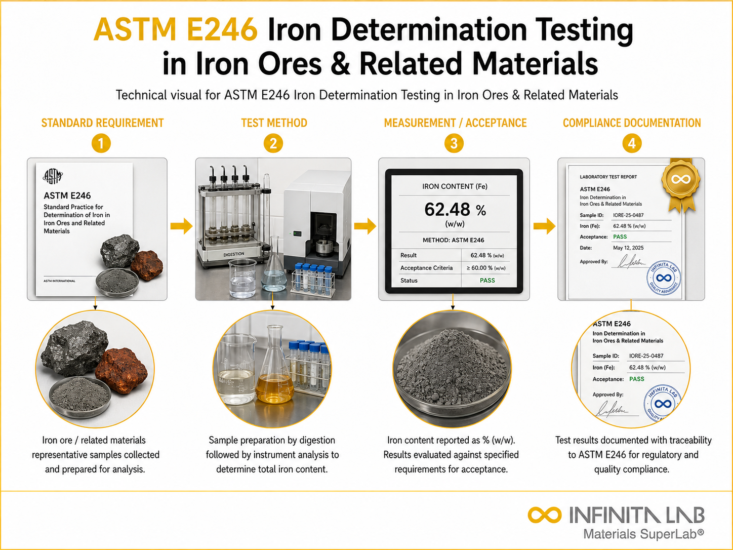 ASTM E246: Iron Ore Iron Determination Testing Services