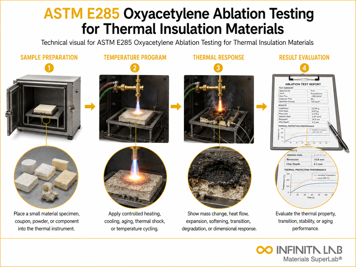 ASTM E285 Oxyacetylene Ablation Testing for Thermal Insulation Materials