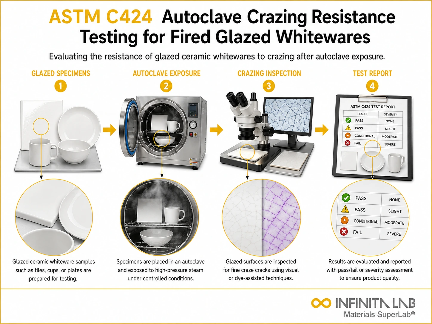 ASTM C424 Autoclave Crazing Resistance Testing for Fired Glazed Whitewares