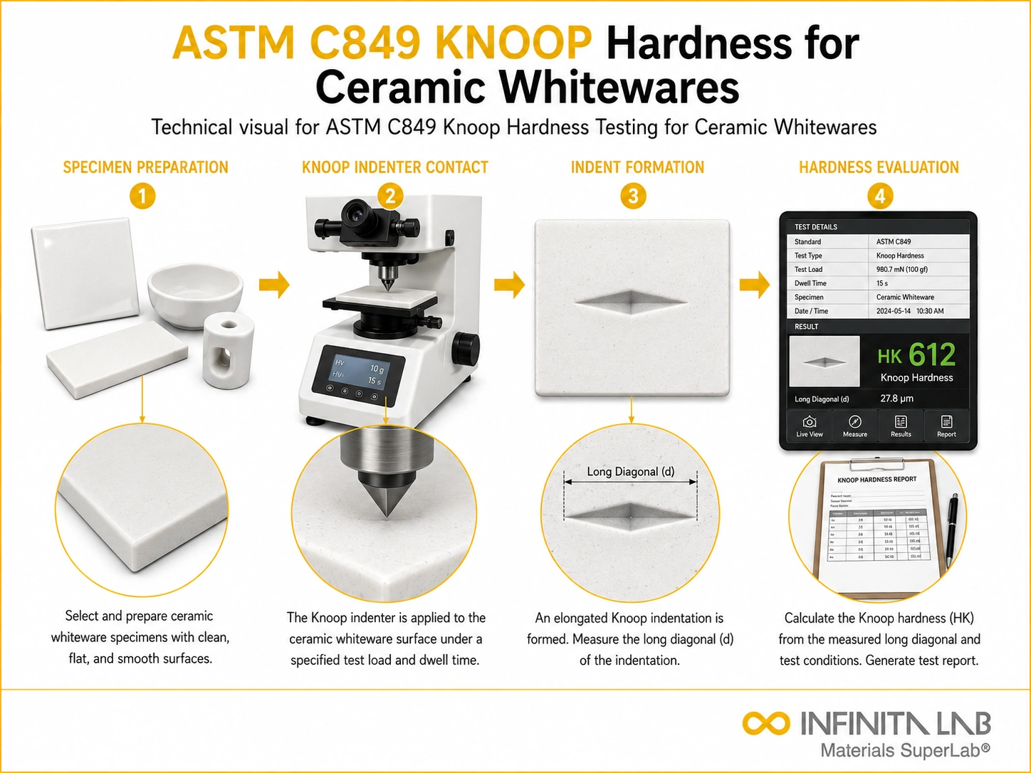 ASTM C849 Knoop Hardness Testing for Ceramic Whitewares
