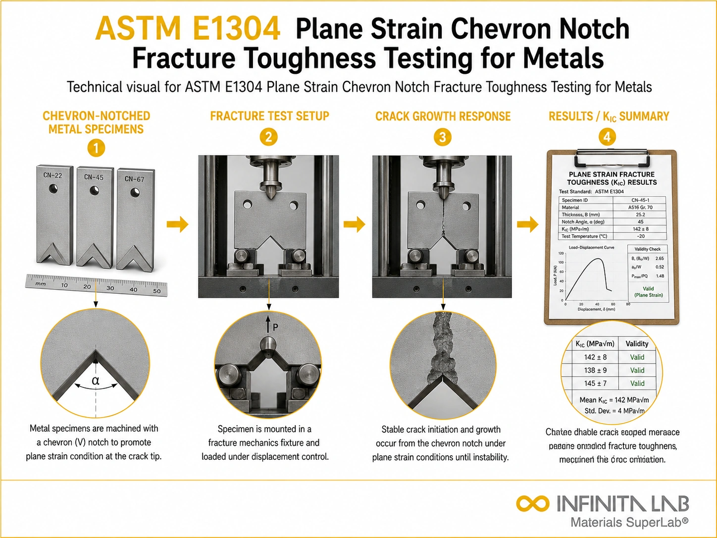 ASTM E1304 Plane Strain Chevron Notch Fracture Toughness Testing for Metals
