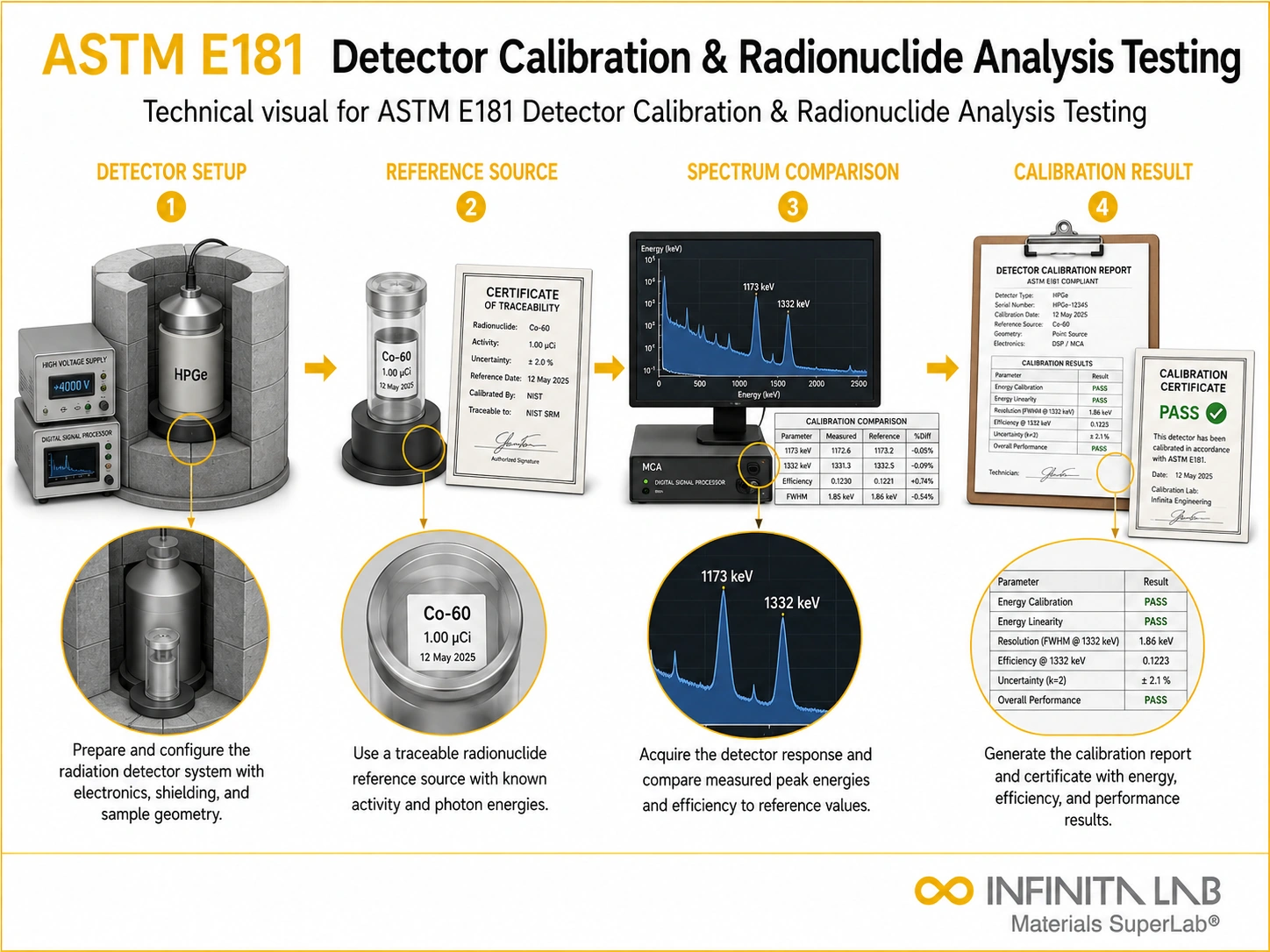 ASTM E181 Detector Calibration & Radionuclide Analysis Testing