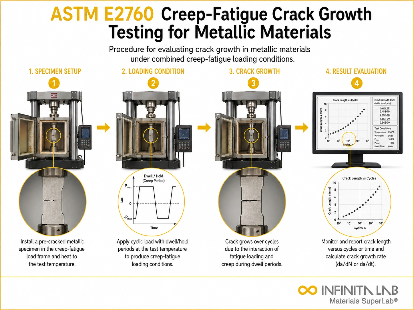 ASTM E2760 Creep-Fatigue Crack Growth Testing for Metallic Materials