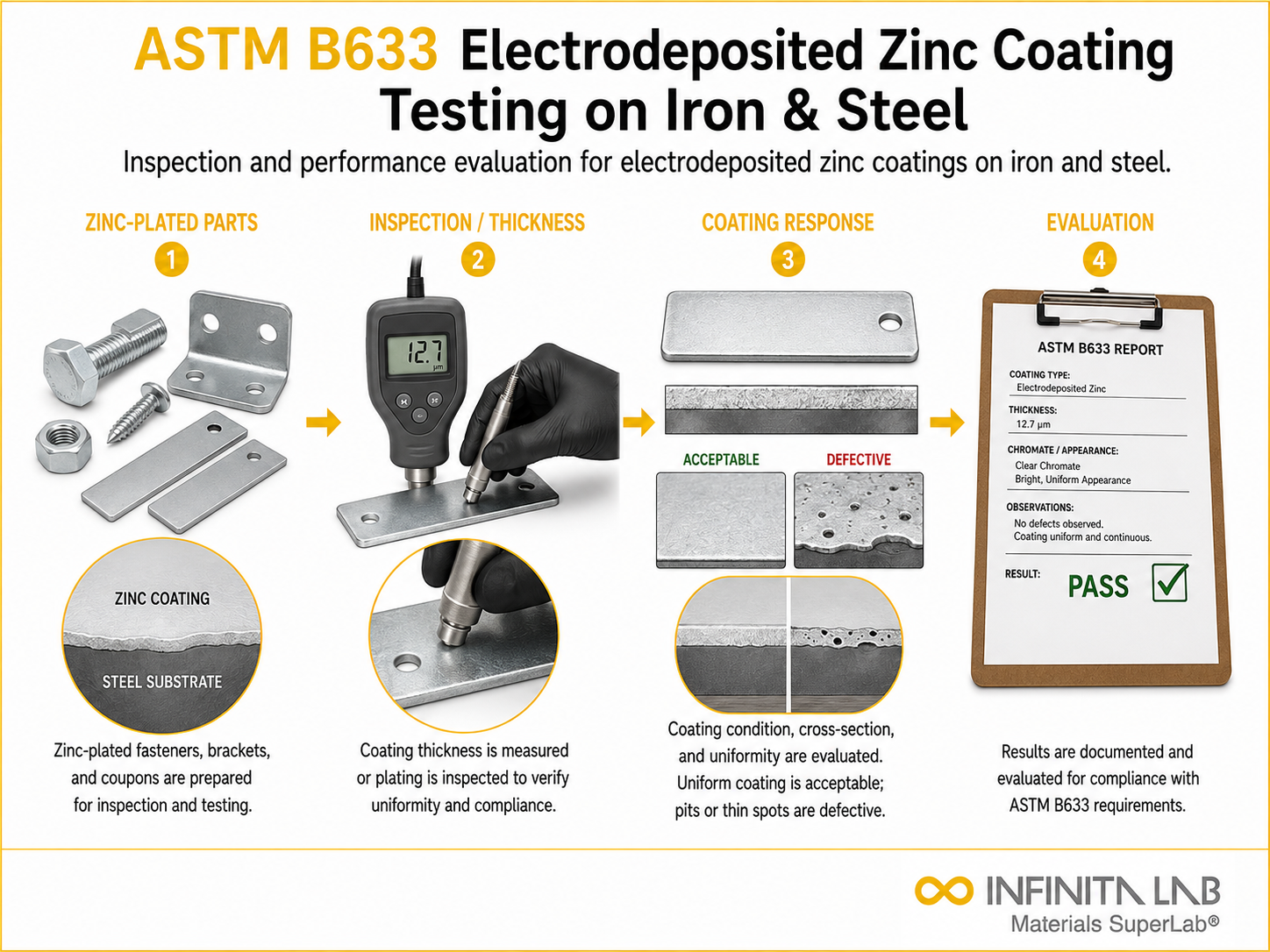 ASTM B633 Electrodeposited Zinc Coating Testing on Iron & Steel