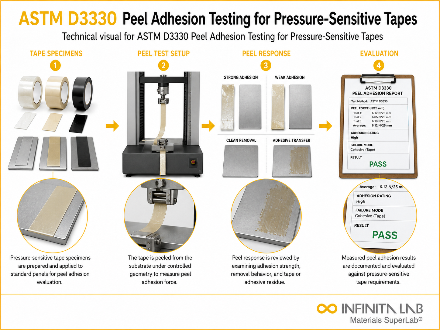 ASTM D3330 Peel Adhesion Testing for Pressure-Sensitive Tapes