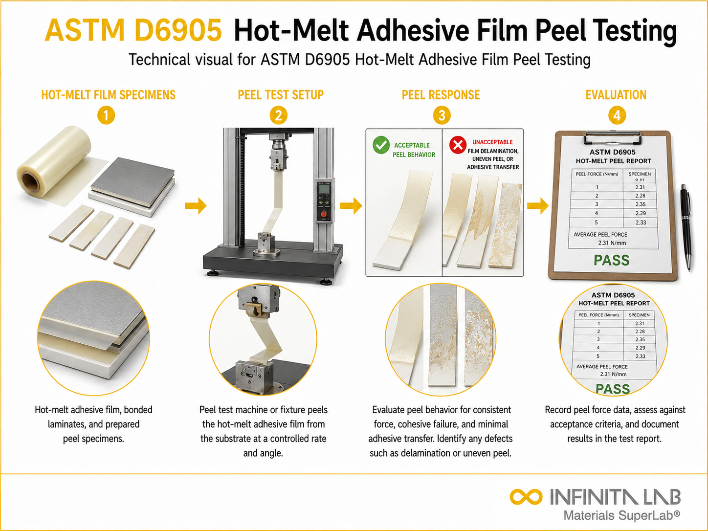 ASTM D6905 Hot-Melt Adhesive Film Peel Testing