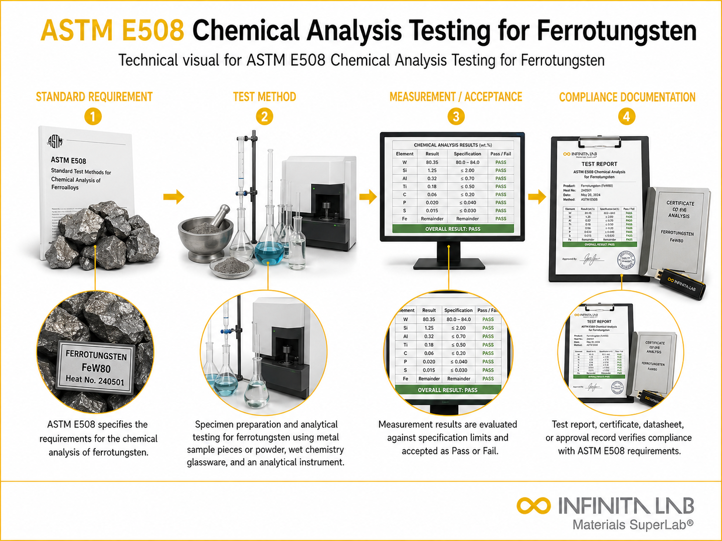 ASTM E508 Chemical Analysis Testing for Ferrotungsten