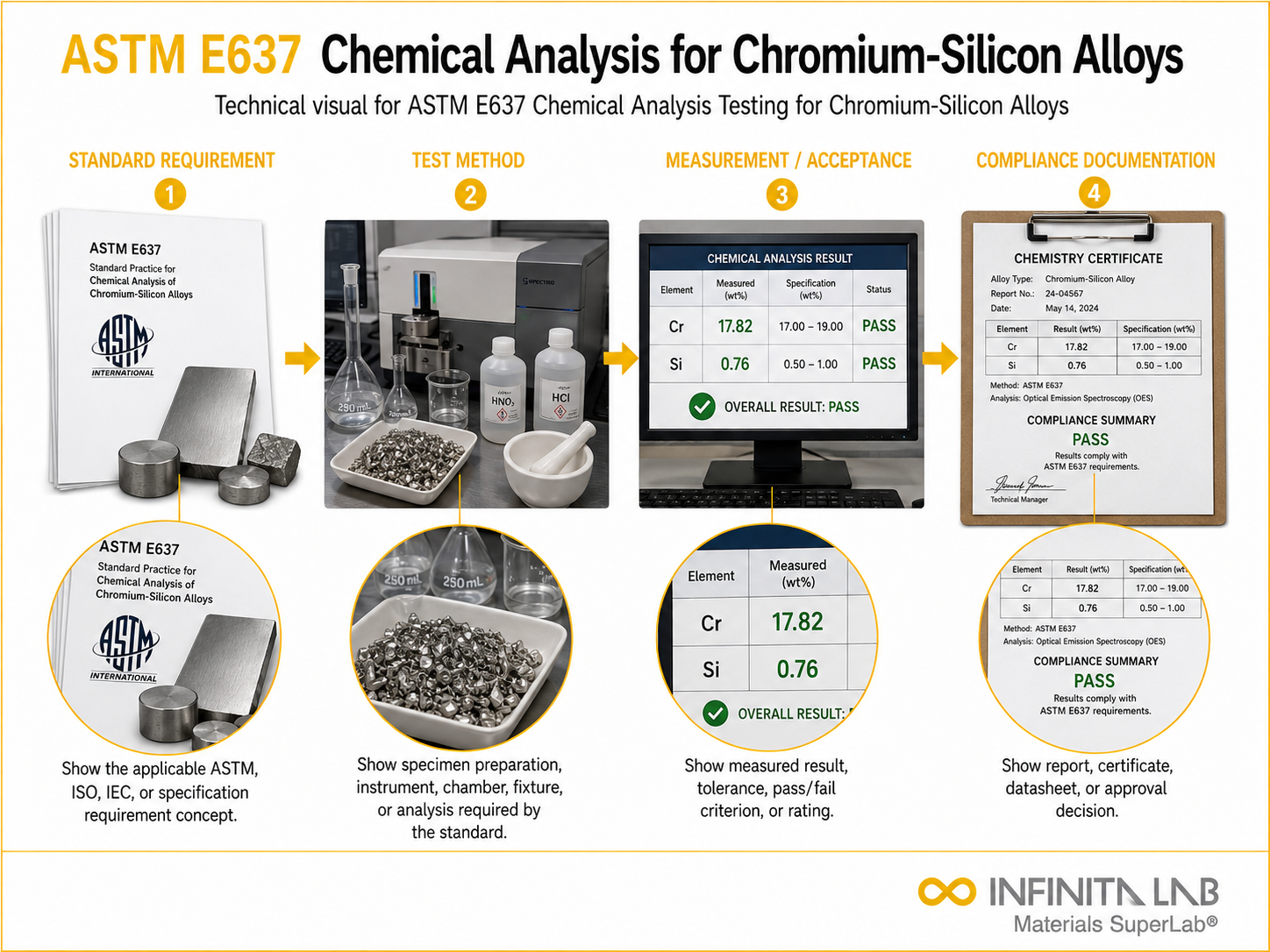ASTM E637 Chemical Analysis Testing for Chromium-Silicon Alloys