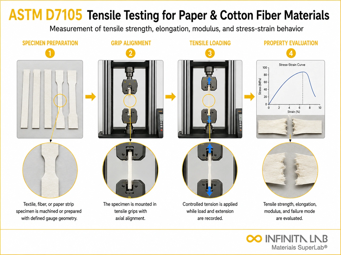 ASTM D7105 Tensile Testing for Paper & Cotton Fiber Materials