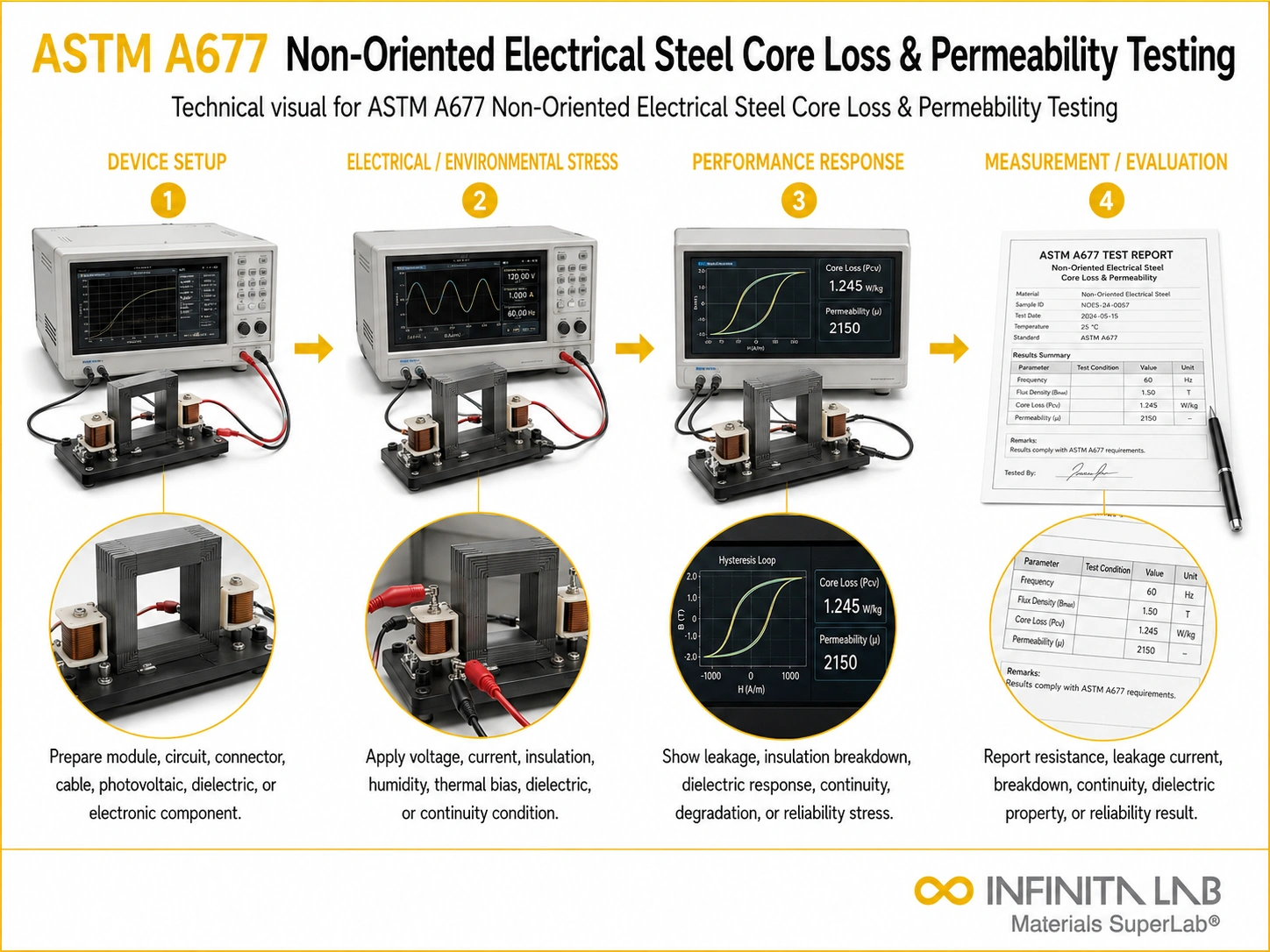 ASTM A677 Non-Oriented Electrical Steel Core Loss & Permeability Testing
